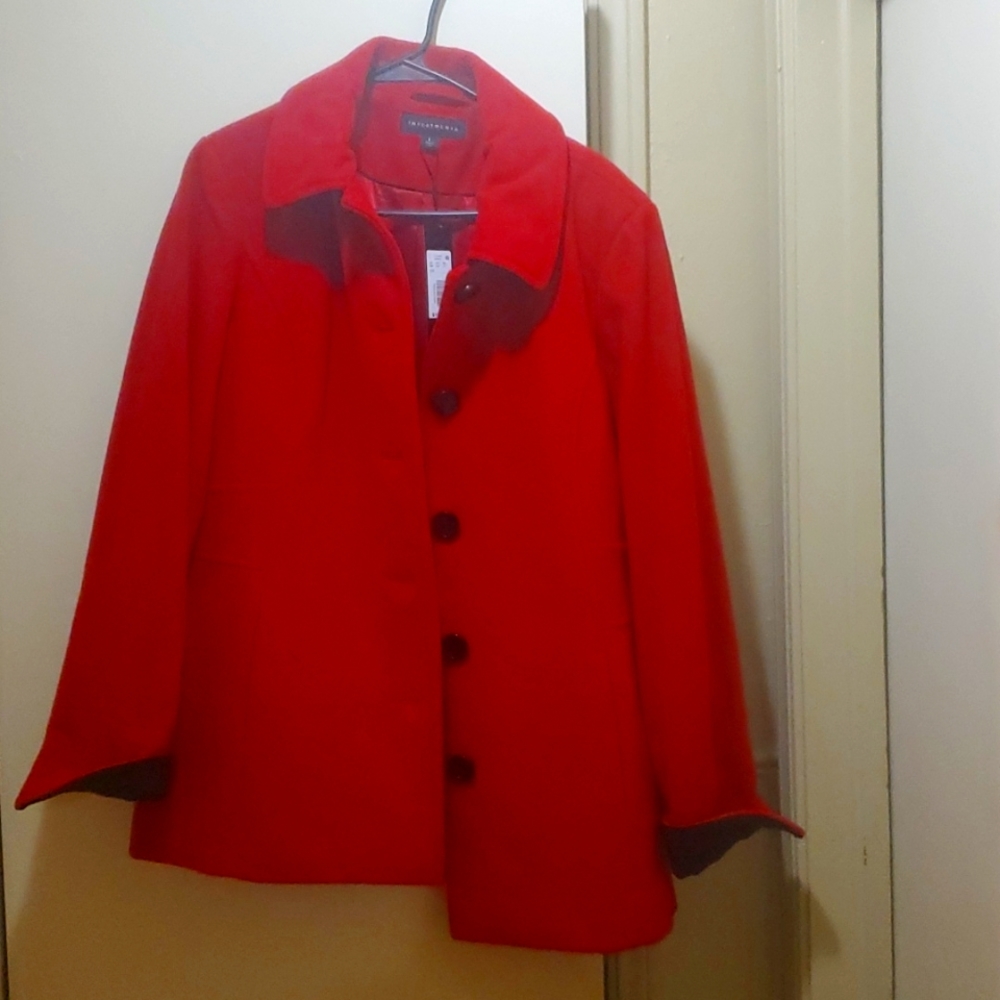 Women's size lg red coat with black accents